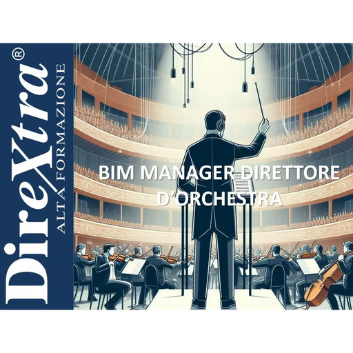 Silhouette di un conduttore che guida un’orchestra nel Corso BIM Coordinator