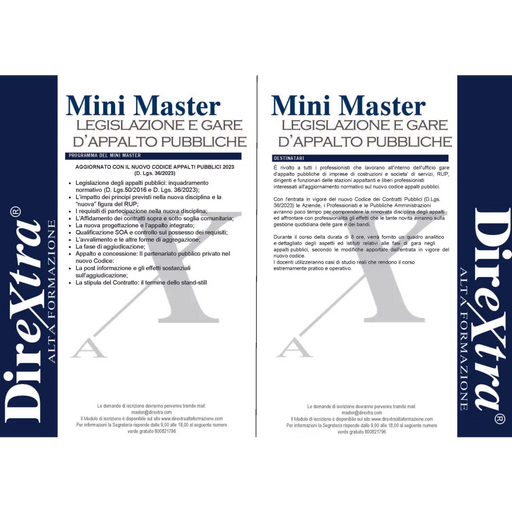 Due copertine identiche del libro Mini Master Legislazione e Gare d’Appalto Pubbliche