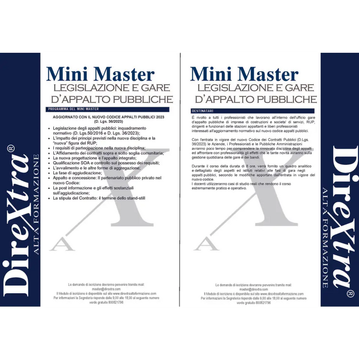 Due copertine identiche del libro Mini Master Legislazione e Gare d’Appalto Pubbliche