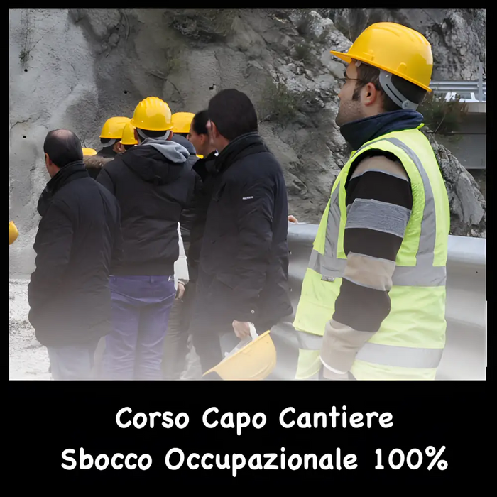 Gruppo di lavoratori edili in cantiere per il Corso Organizzazione Cantiere Opere Pubbliche