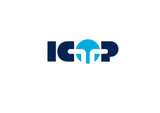 Logo con le lettere 'ICTP' con un semicerchio blu stilizzato incorporato nel design.